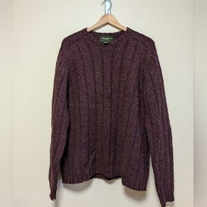 Eddie Bauer Heritage 100% Wool Cable Knit Sweater – Size L – Maroon